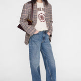 Quinn Blazer - Beige and Navy Check