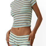 Beach Week Baby Tee Sorbet Stripe