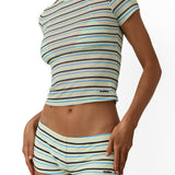 Beach Week Baby Tee Sorbet Stripe