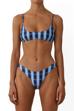 Beach Week Bandeau Bikini Top Midnight Plaid