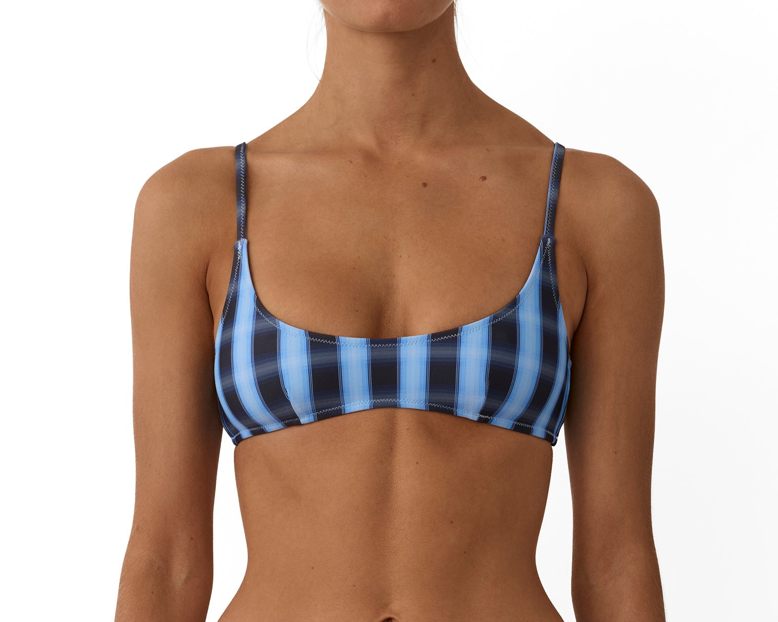 Beach Week Bandeau Bikini Top Midnight Plaid