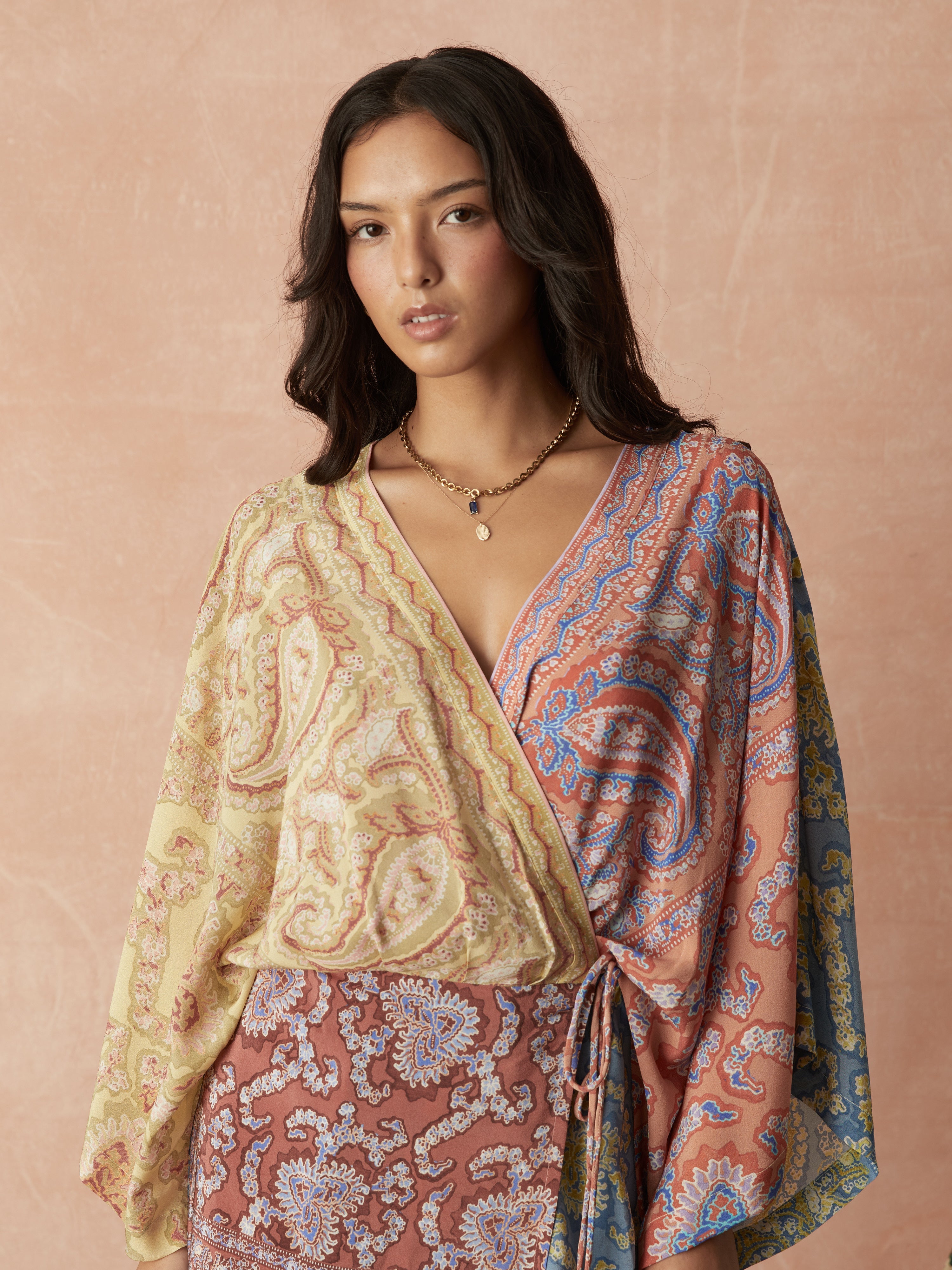 Boteh Caravane Silk Robe Dress Mesa Patchwork