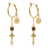 Cleopatra's Bling Jeanne Earrings with Garnet 18K Gold Plated