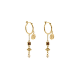 Jeanne Earrings with Garnet - 18K Gold Plated