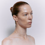 Cleopatra's Bling Jeanne Earrings with Garnet 18K Gold Plated on model