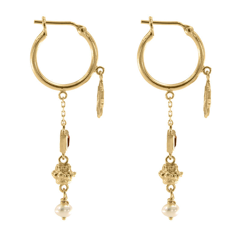 Cleopatra's Bling Jeanne Earrings with Garnet 18K Gold Plated side