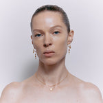 Cleopatra's Bling Jeanne Earrings with Garnet 18K Gold Plated worn