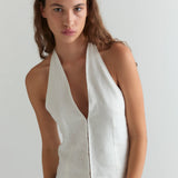 Close Halter Top - White
