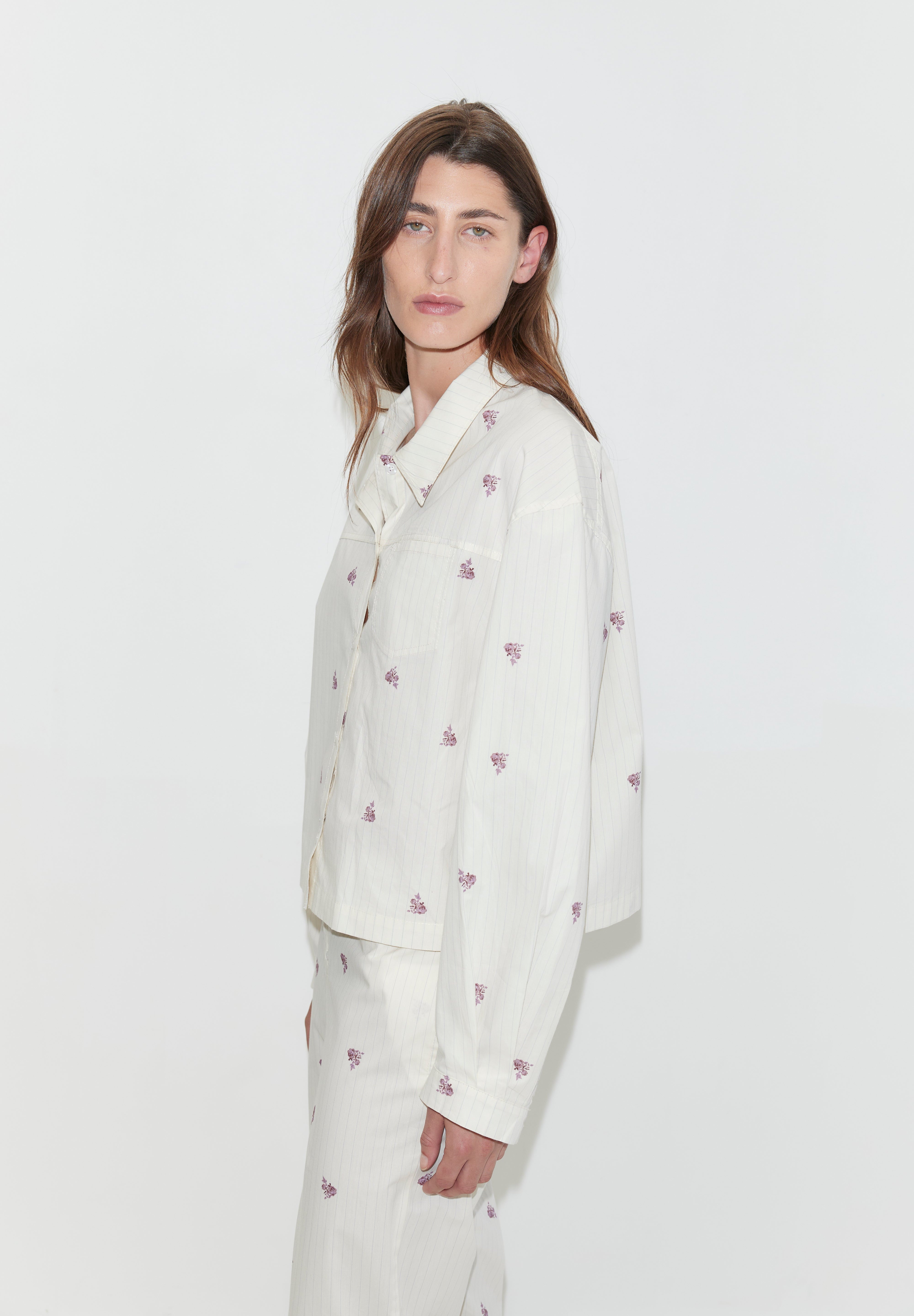 Deiji Studios Boxy Shirt Floral Stripe