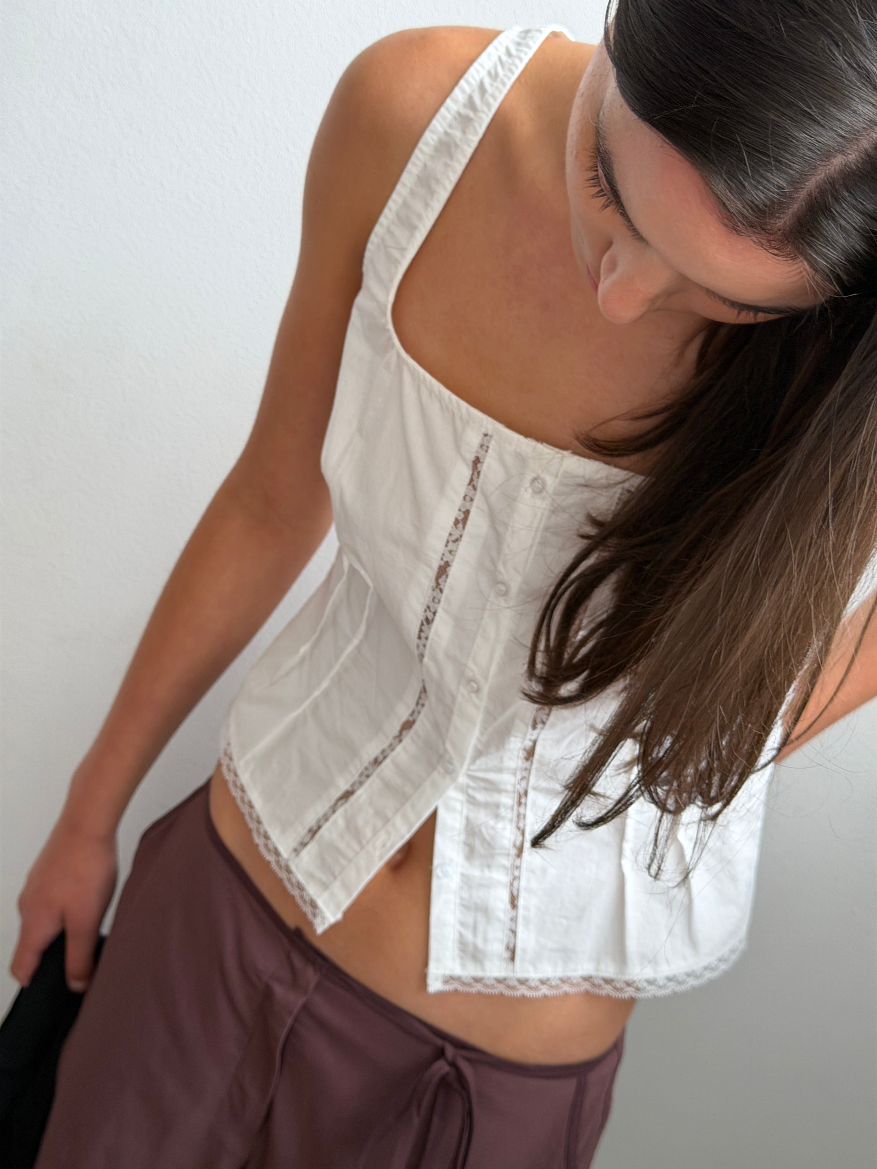 Deiji Studios Lace Cami White