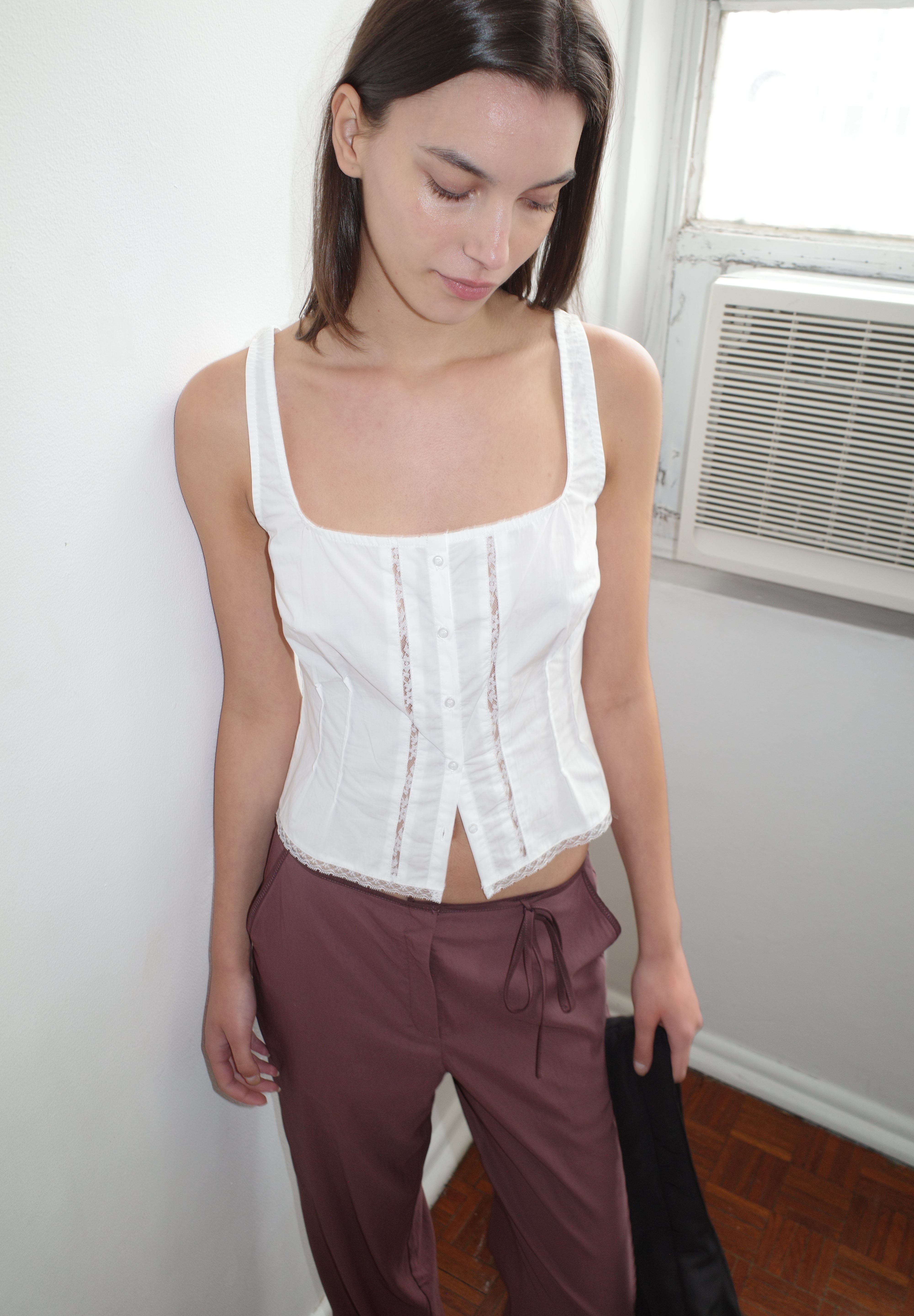Deiji Studios Lace Cami White