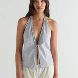 Deiji Studios Open Frill Halter Dream Stripe