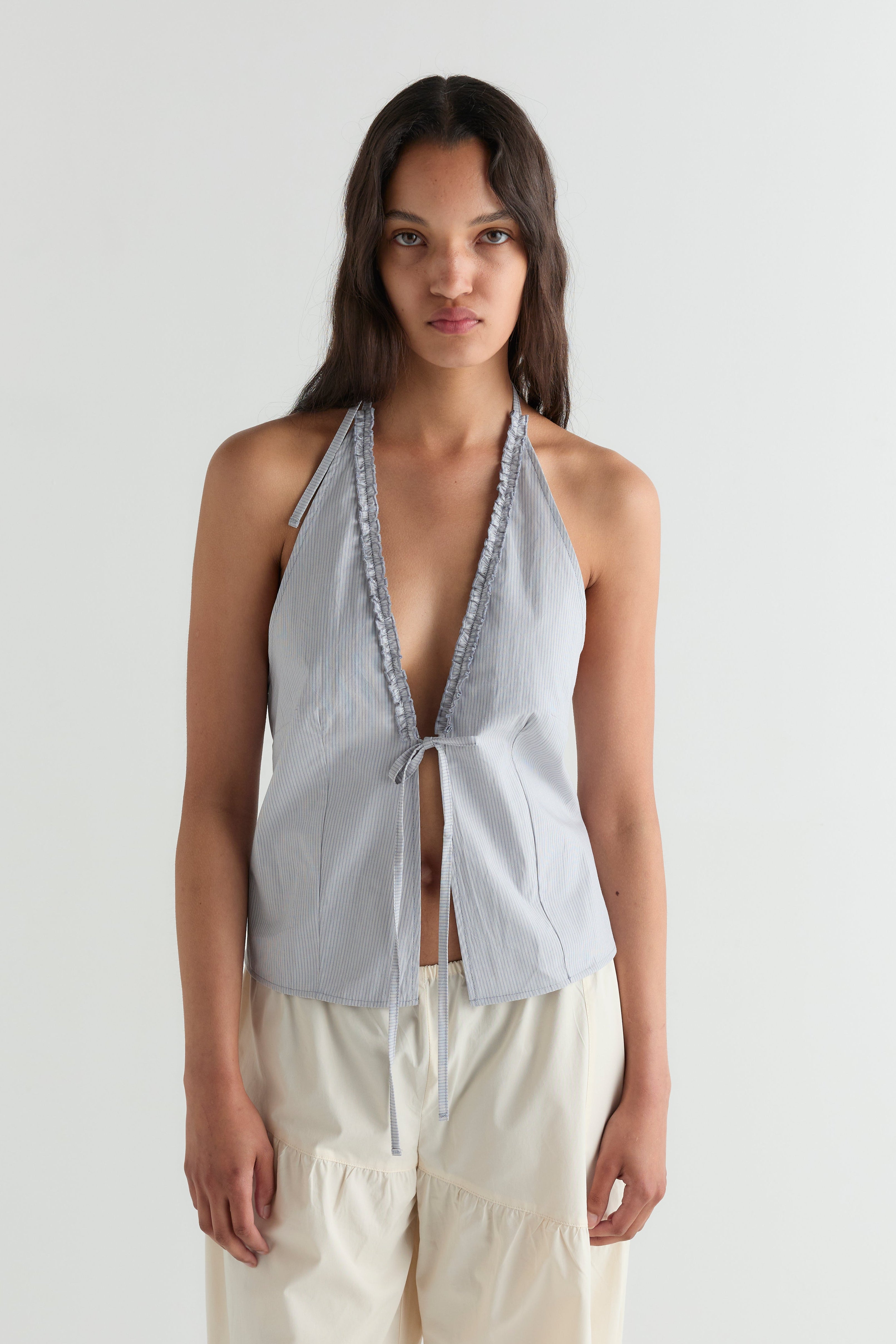 Deiji Studios Open Frill Halter Dream Stripe