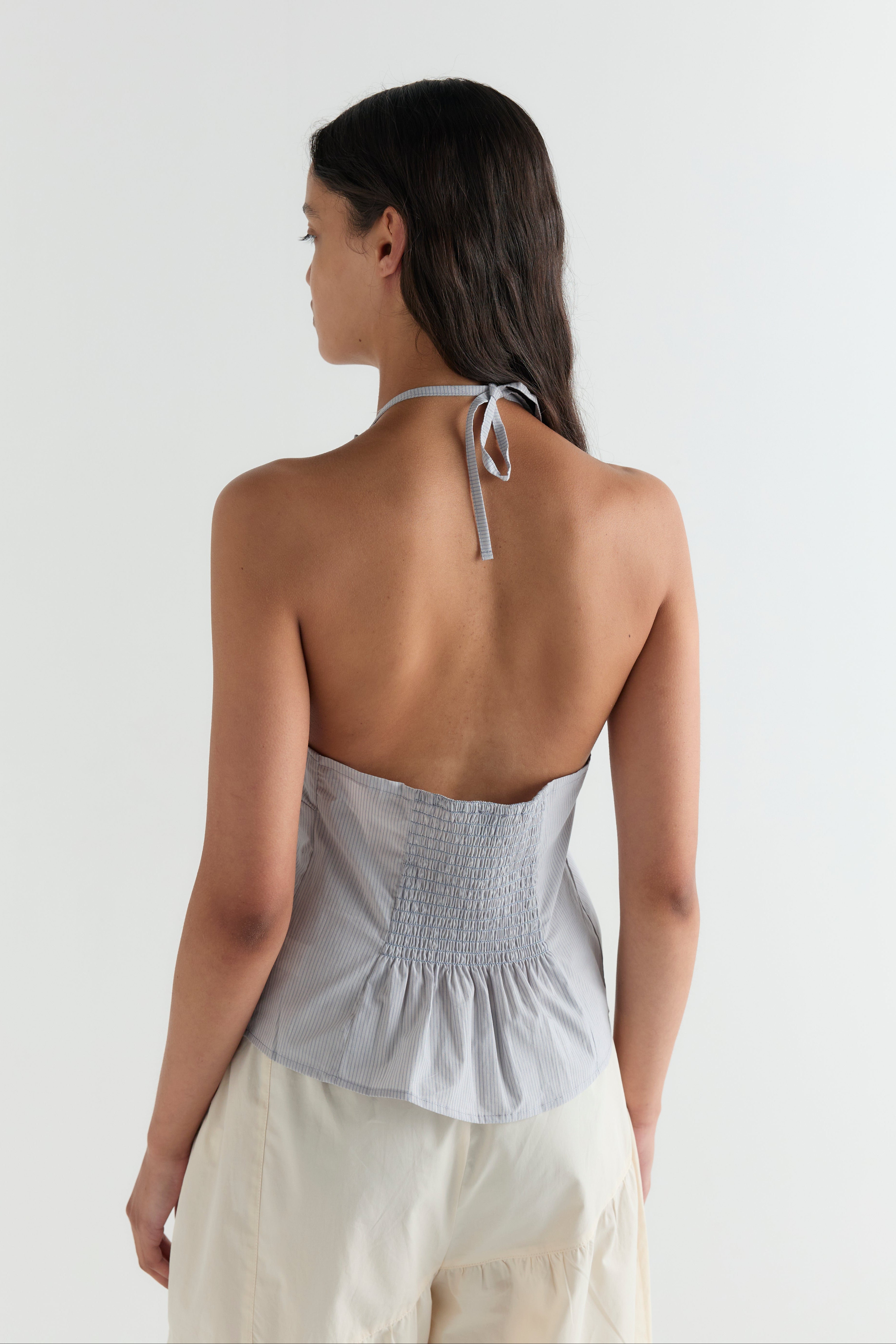 Deiji Studios Open Frill Halter Dream Stripe