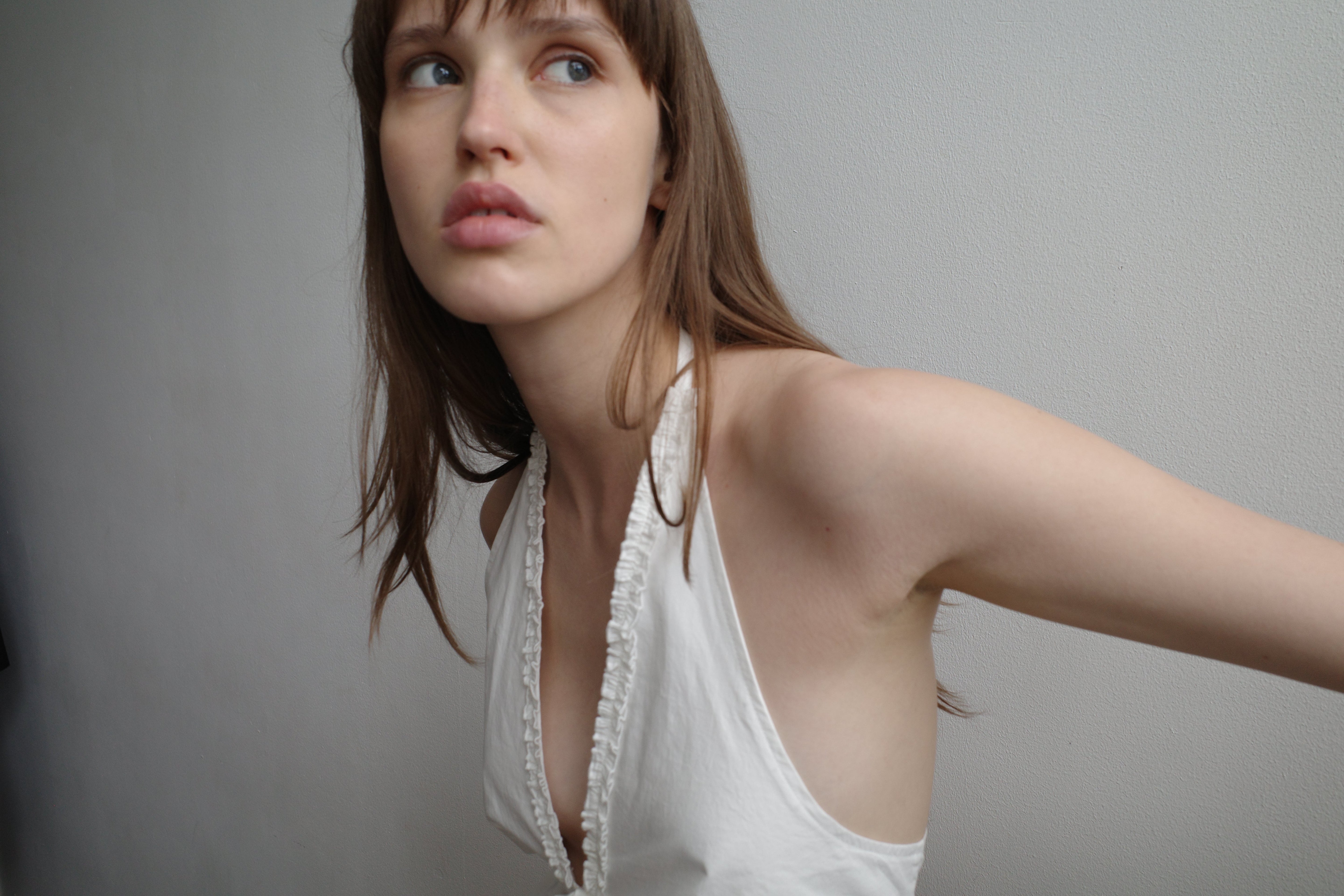 Deiji Studios Open Frill Halter White