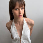 Deiji Studios Open Frill Halter White