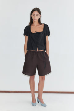 Deiji Studios Flounced Top Black