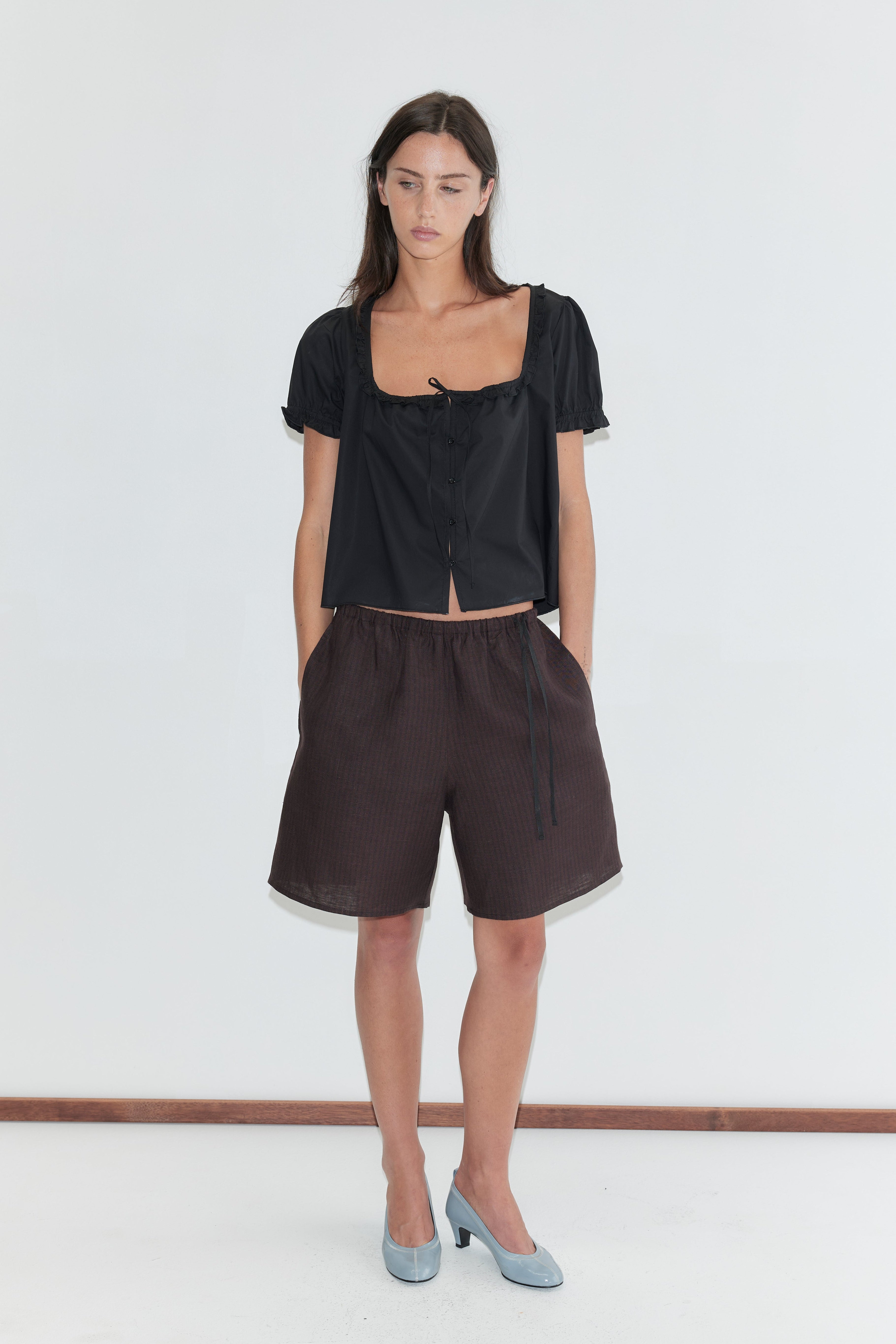 Deiji Studios Flounced Top Black