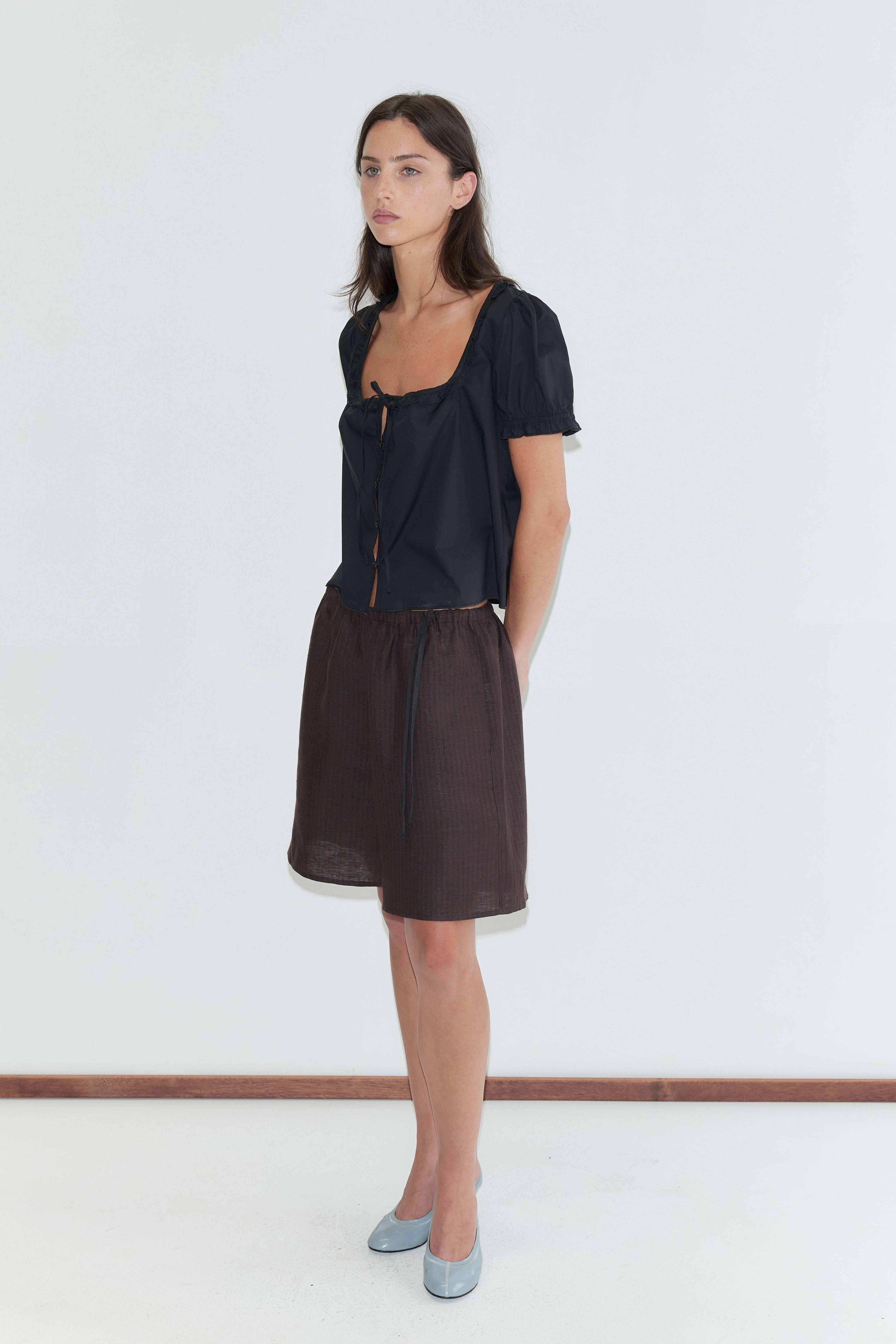 Deiji Studios Flounced Top Black