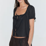 Deiji Studios Flounced Top Black