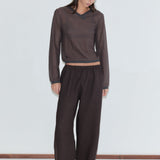 Deiji Studios Linen Ease Trouser Brown Black Stripe