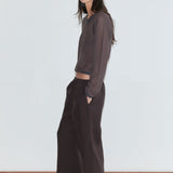 Deiji Studios Linen Ease Trouser Brown Black Stripe