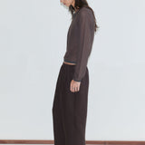 Deiji Studios Linen Ease Trouser Brown Black Stripe