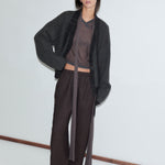 Deiji Studios Linen Ease Trouser Brown Black Stripe