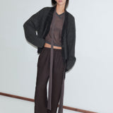 Deiji Studios Linen Ease Trouser Brown Black Stripe
