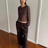 Deiji Studios Linen Ease Trouser Brown Black Stripe