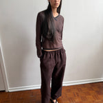 Deiji Studios Linen Ease Trouser Brown Black Stripe