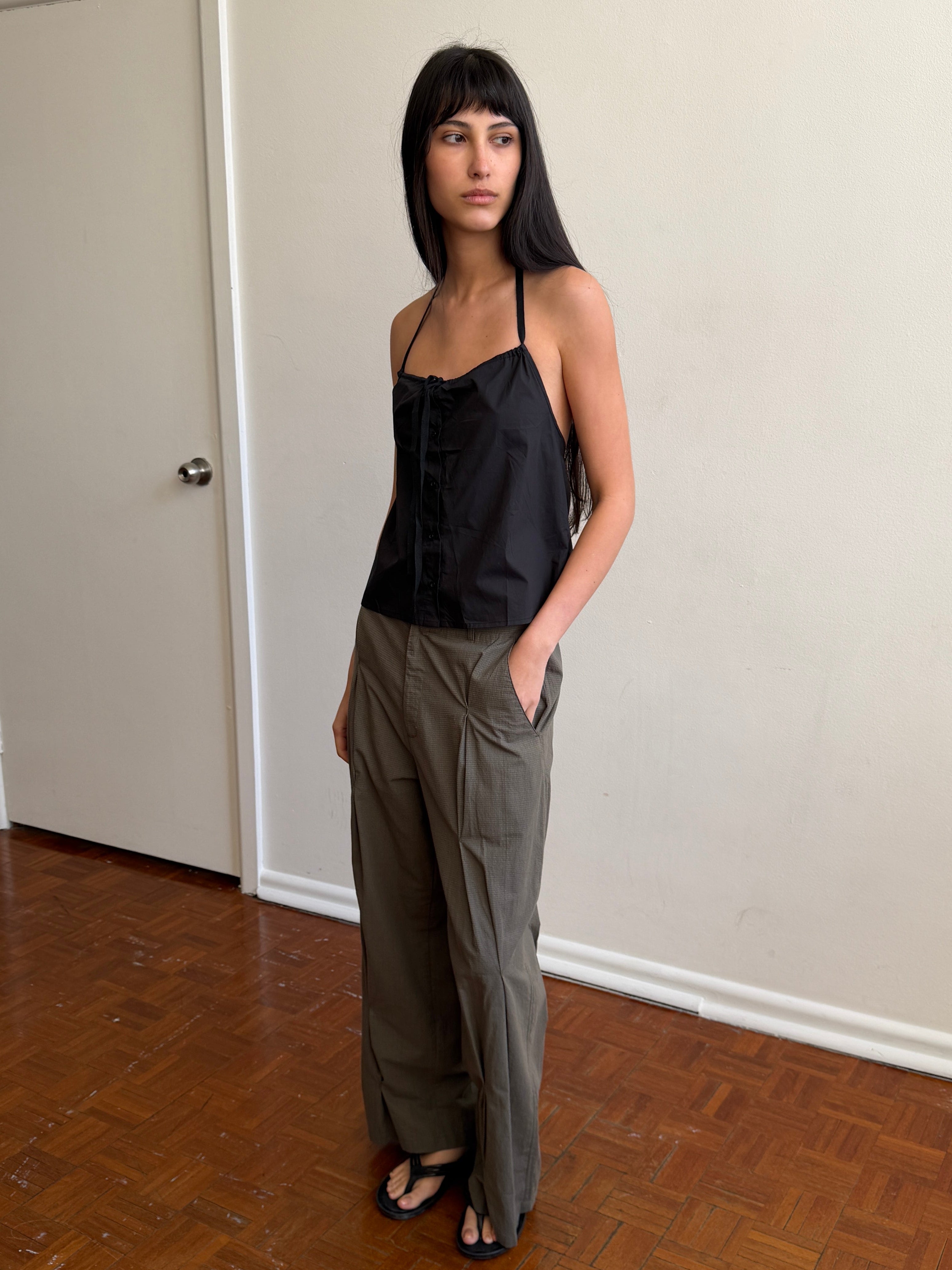 Deiji Studios Multi Pleat Pant Moss Stripe
