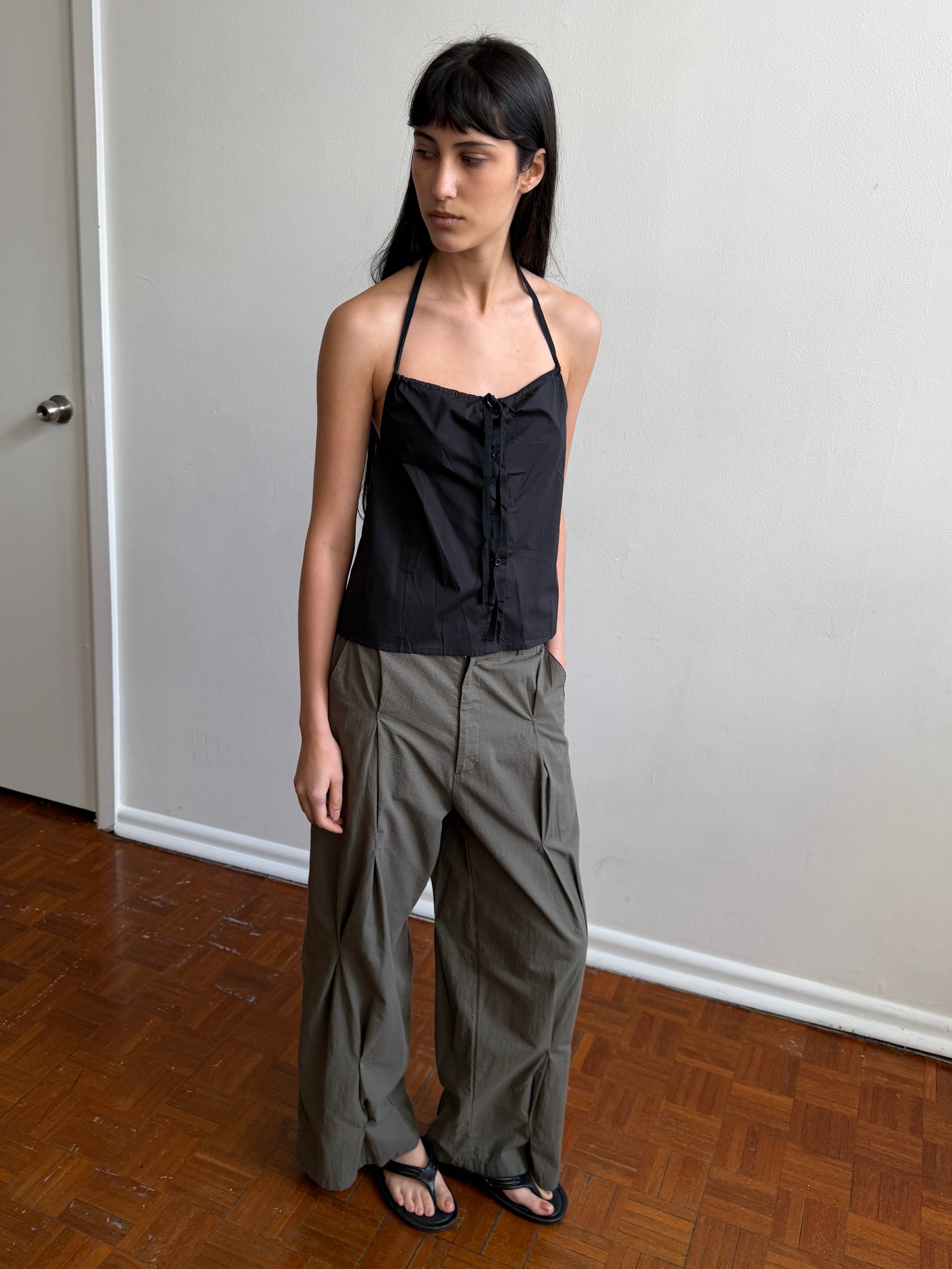 Deiji Studios Multi Pleat Pant Moss Stripe
