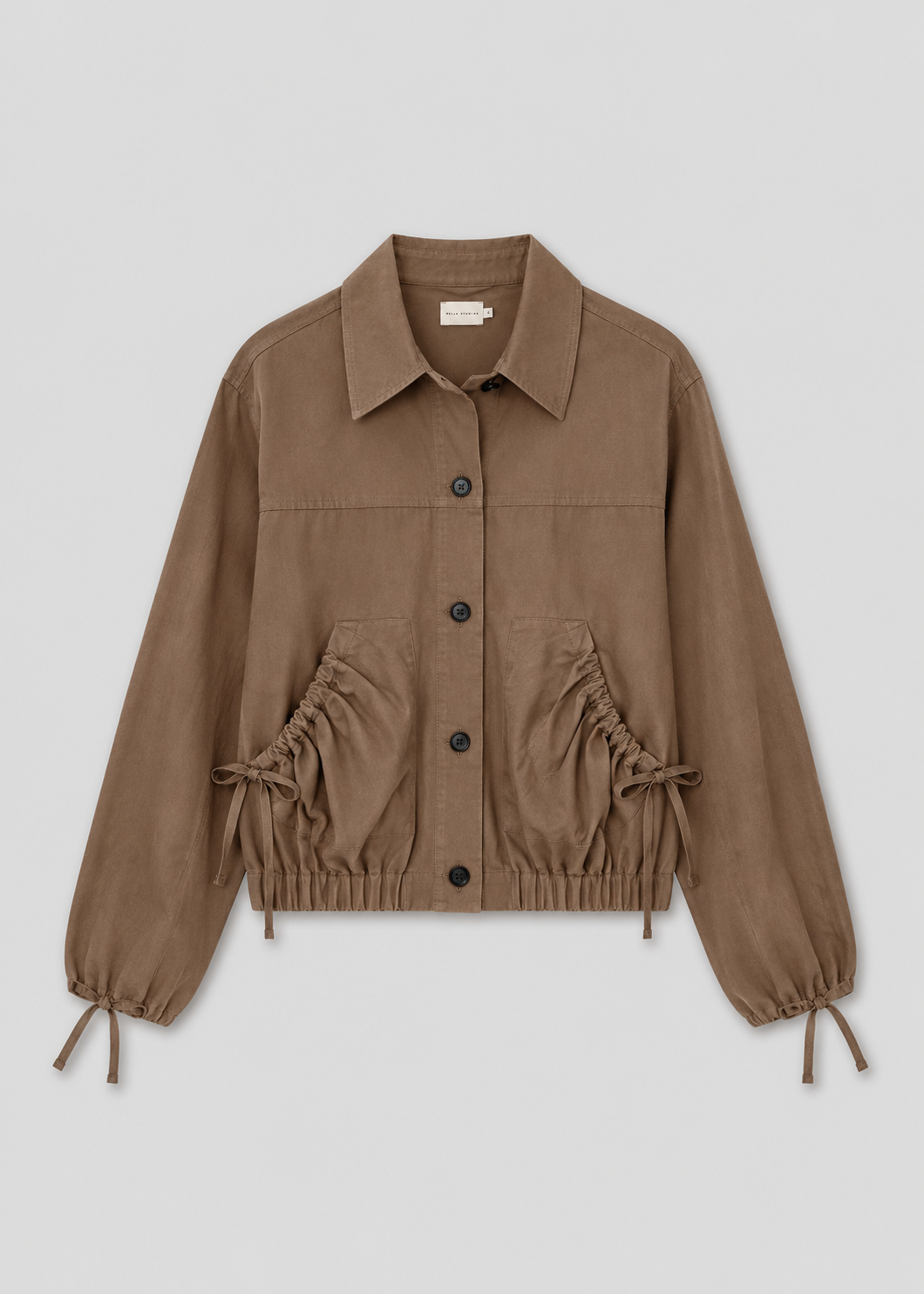 Deiji Studios Button Up Jacket in Brown – flat lay product shot | Peggy Concept Store