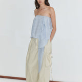 Deiji Studios Cargo Pant in Stone – detail view of side tie pockets | Peggy Concept Store