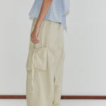 Deiji Studios Cargo Pant in Stone – side view, relaxed wide leg | Peggy Concept Store