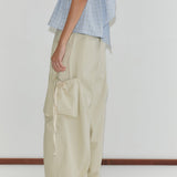 Deiji Studios Cargo Pant in Stone – side view, relaxed wide leg | Peggy Concept Store
