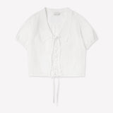 Fine Collar Top – White