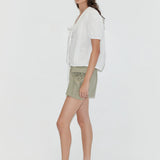Fine Collar Top – White
