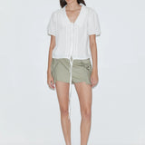 Fine Collar Top – White