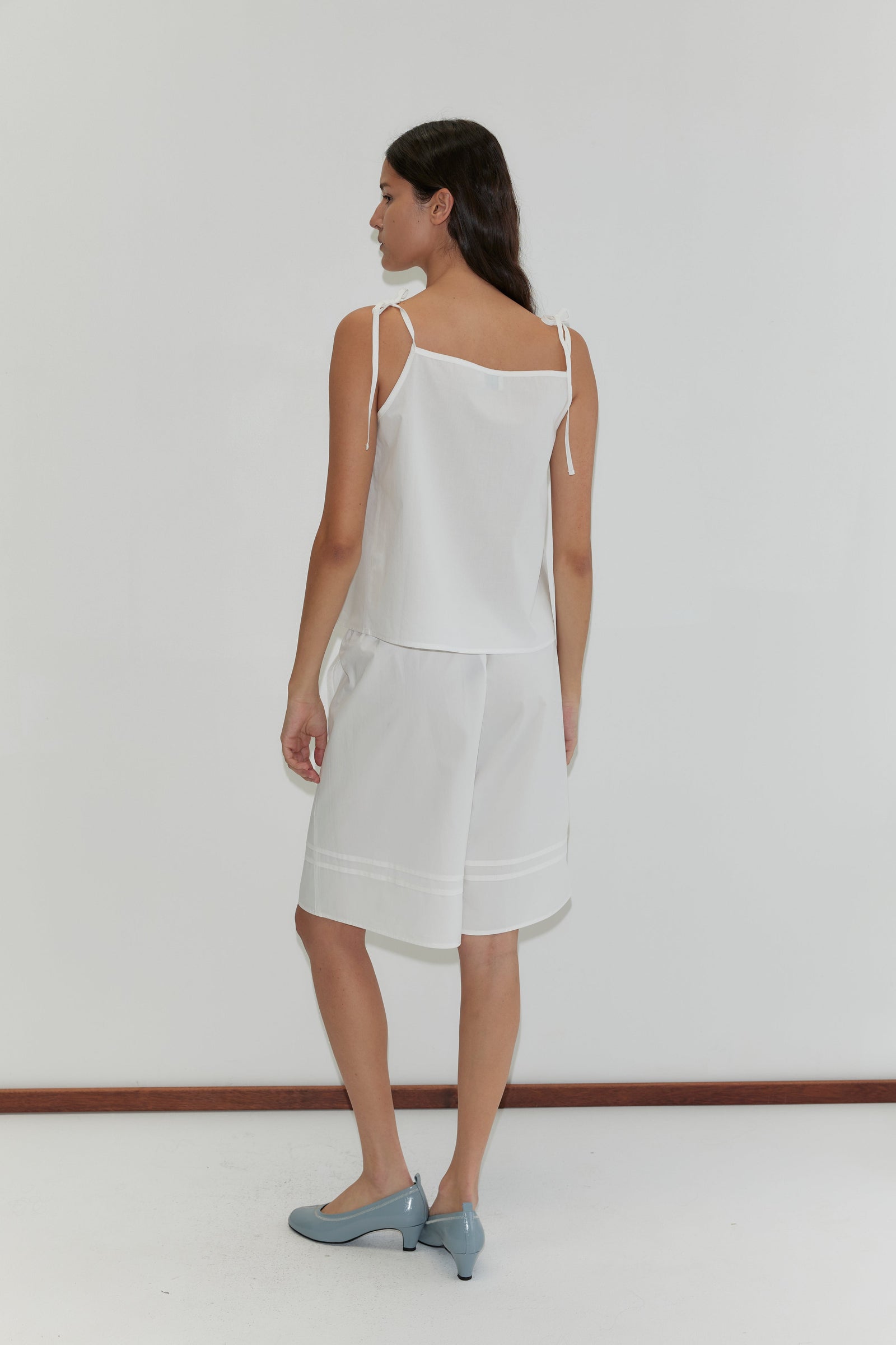 Deiji Studios Pintuck Short in White – back view | Peggy Concept Store