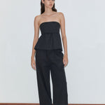 Deiji Studios Snap Tab Pant in Black – front view | Peggy Concept Store