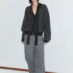 Deiji Studios Split Cardigan in Black Contrast – side view | Peggy Concept Store