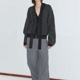 Deiji Studios Split Cardigan in Black Contrast – side view | Peggy Concept Store
