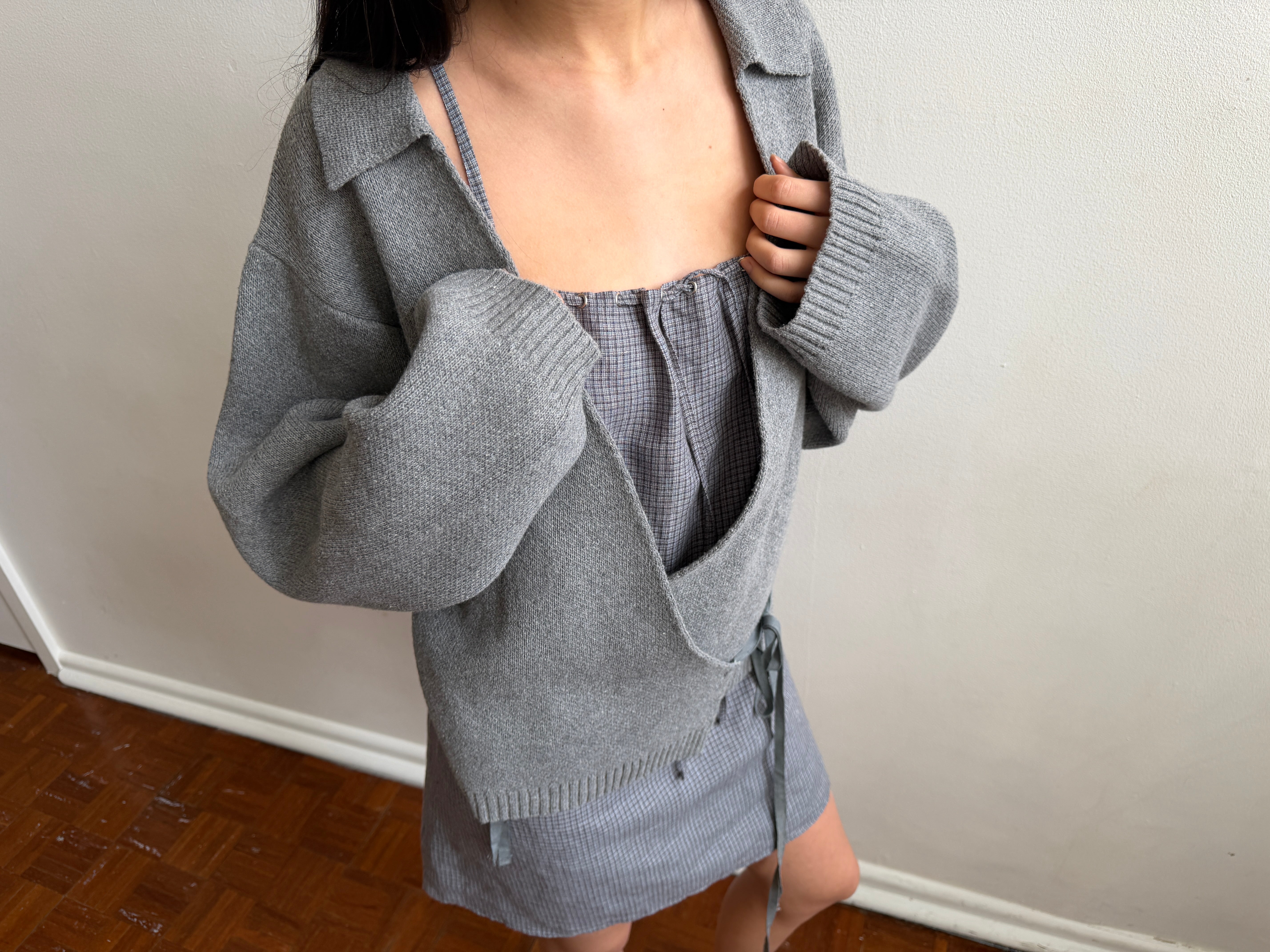 Deiji Studios Wrap Cardigan Grey