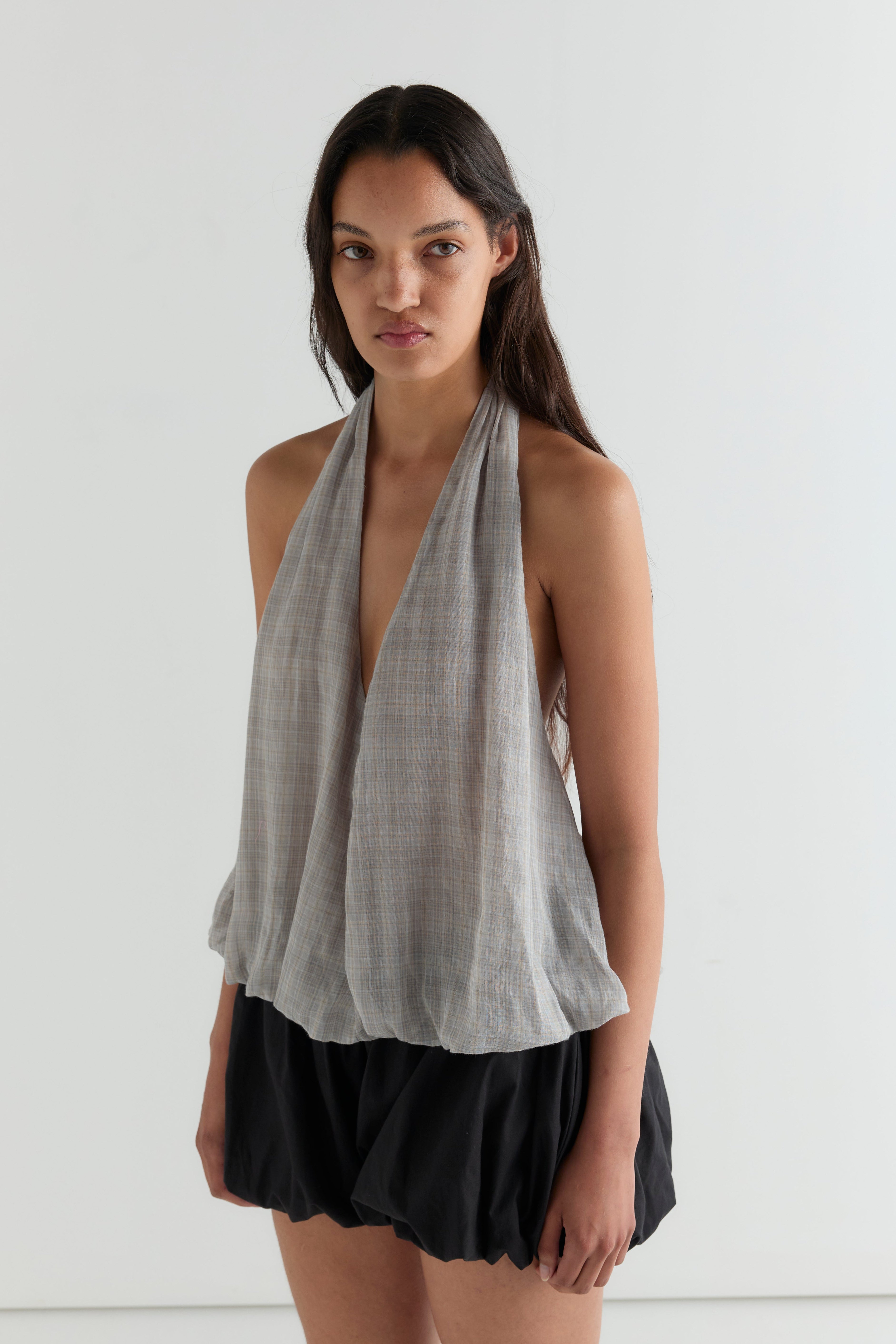Deiji Studios Voile Halter Honey Check