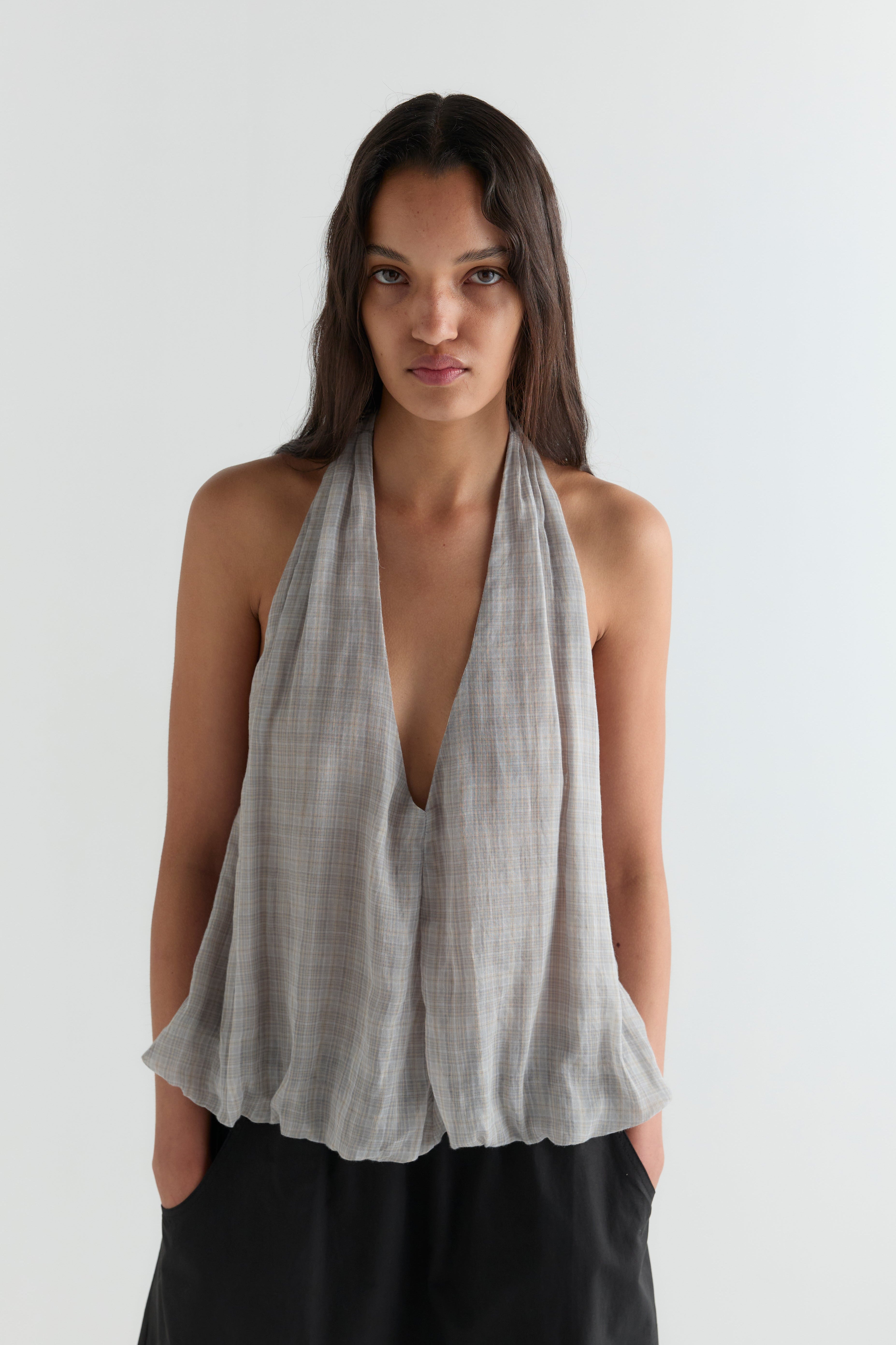 Deiji Studios Voile Halter Honey Check
