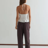Double Button Pant - Brown Stripe