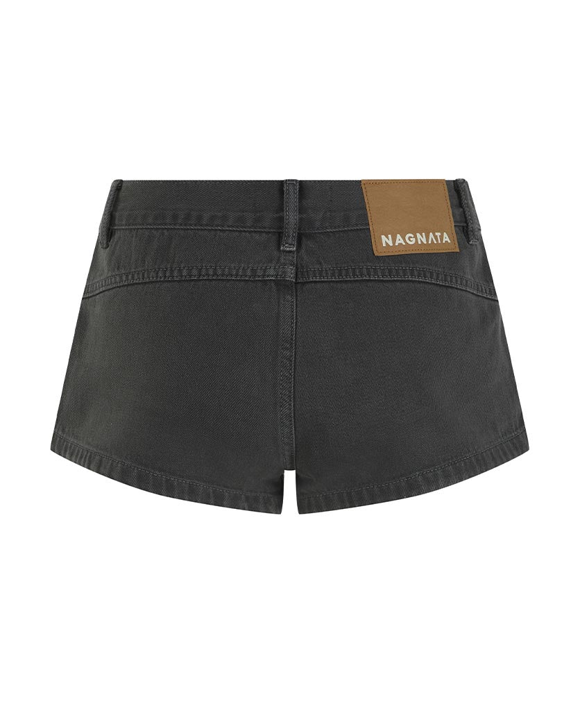 Nagnata Low Rise Micro Denim Short Washed Black back
