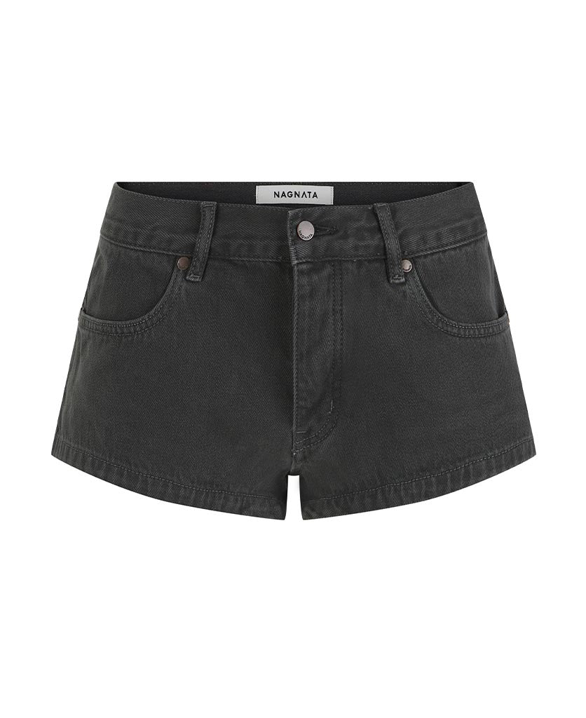 Nagnata Low Rise Micro Denim Short Washed Black